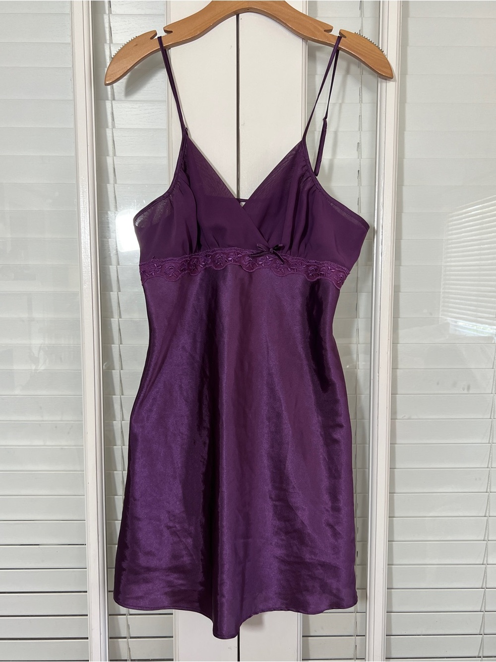 Silky Plum Lace-Trim Slip Dress - Women's Intimates-Size S